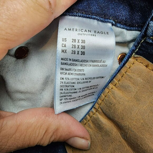 American Eagle Outfitters Jeans Mens 28x30 Dark Wash Stretch Low Rise Bootcut - Picture 14 of 16